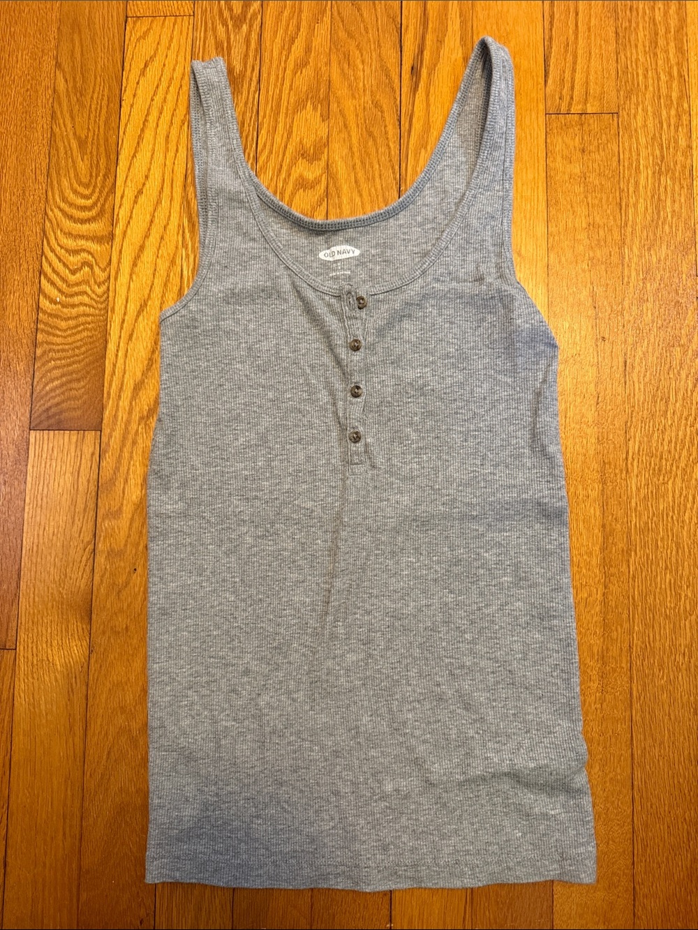 Old Navy Gray Ribbed Henley Tank